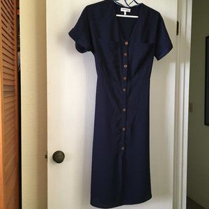 monteau dark blue button down dress. Size S.